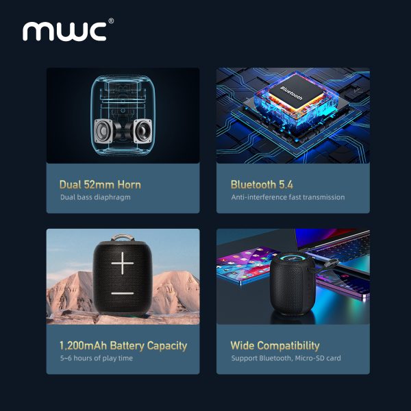 MWC WonderBoom (MS01) | Bluetooth 5.4 6W Speaker | Premium Quality | TWS Function | RGB Light | IPx4 Water Resistance | 6H Playtime | 1 Year Warranty| - Image 5