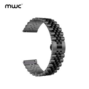 MWC Solid Stainless Steel Strap | 100% Premium Quality | Luxury 22mm Strap | Colorfastness - Black